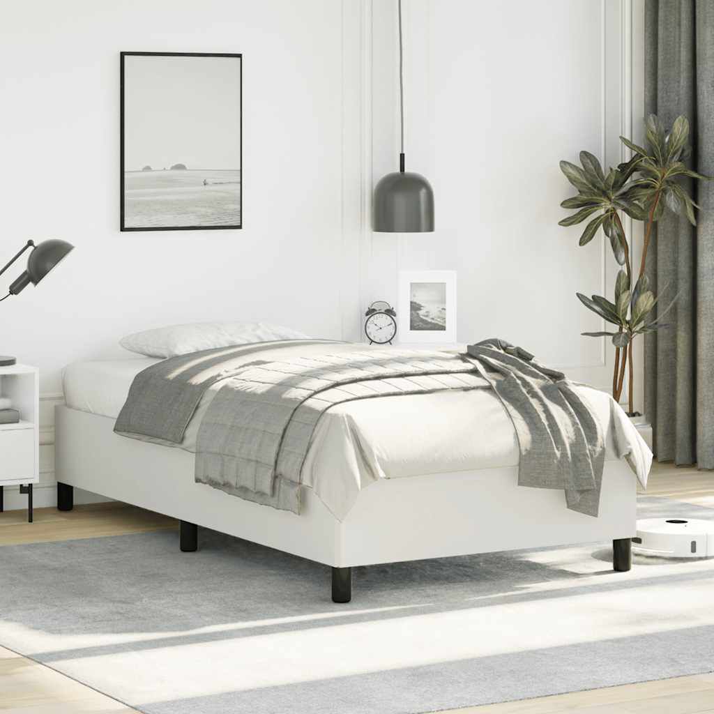 vidaXL Bed Frame without Mattress White 100x190 cm Twin Faux Leather