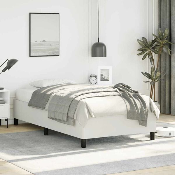 vidaXL Bed Frame without Mattress White 100x190 cm Twin Faux Leather
