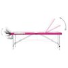 vidaXL 3-Zone Foldable Massage Table Aluminium White and Pink