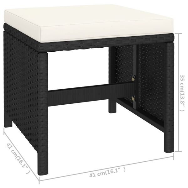 vidaXL 6 Piece Outdoor Dining Set Black Poly Rattan Acacia Wood