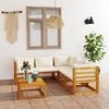 vidaXL 6 Piece Garden Lounge Set with Cushion Cream Solid Acacia Wood