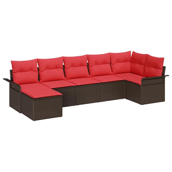 vidaXL Garden Sofa Set with Cushion Brown Poly Rattan