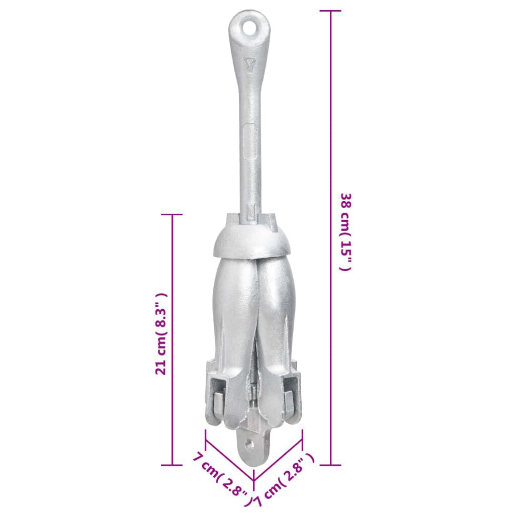 vidaXL Folding Anchor Silver 2.5 kg Malleable Iron