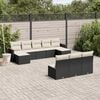 vidaXL 10 Piece Garden Sofa Set with Cushions Black Poly Rattan