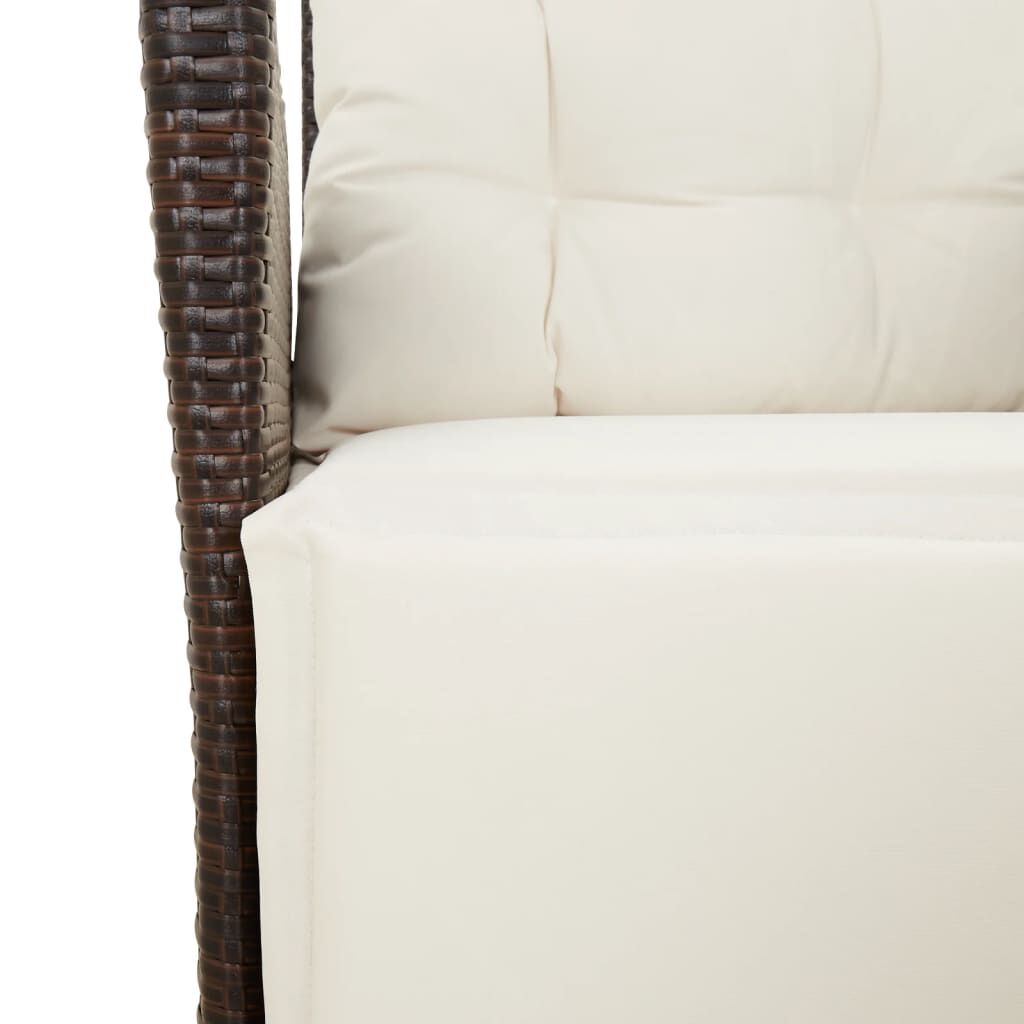vidaXL 3 Piece Bistro Set with Cushions Brown Poly Rattan