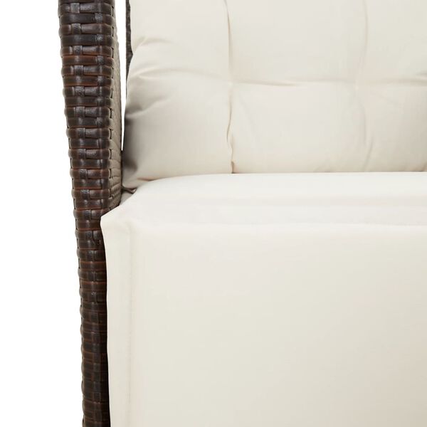 vidaXL 3 Piece Bistro Set with Cushions Brown Poly Rattan