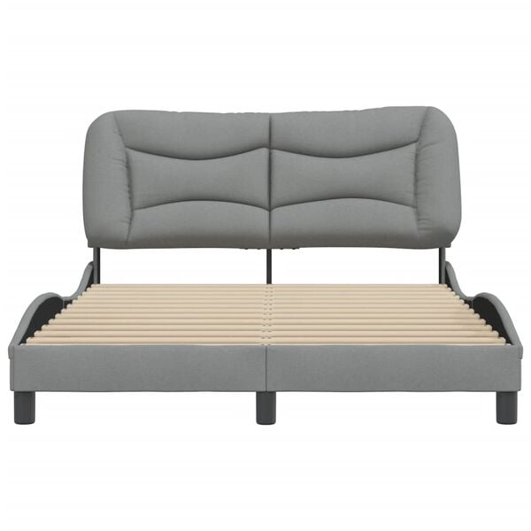 vidaXL Bed Frame without Mattress "Hvar" Light Grey 137x190 cm Fabric