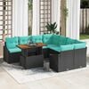 vidaXL Garden Sofa Set with Storage 9 pcs Black Poly rattan