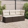 vidaXL Garden Sofa Armless with Cushions Brown Poly Rattan