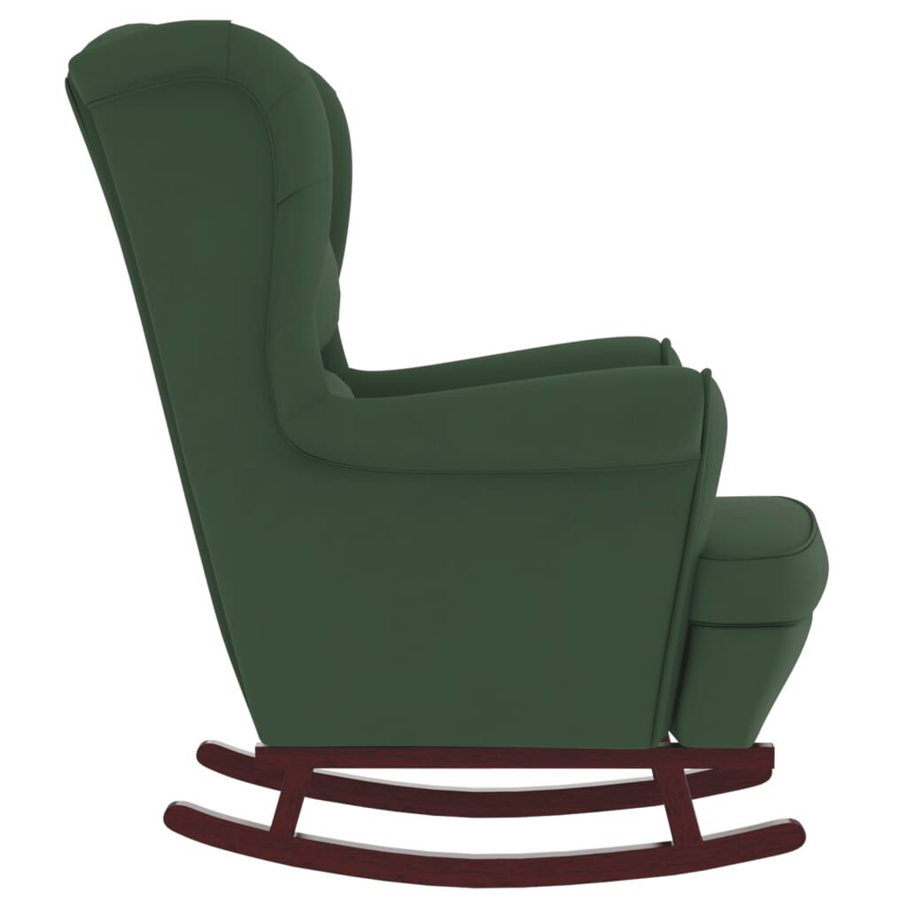 vidaXL Rocking Chair with Solid Wood Rubber Legs Dark Green Velvet