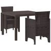 vidaXL Garden Dining Set 3 pcs Brown Polt rattan