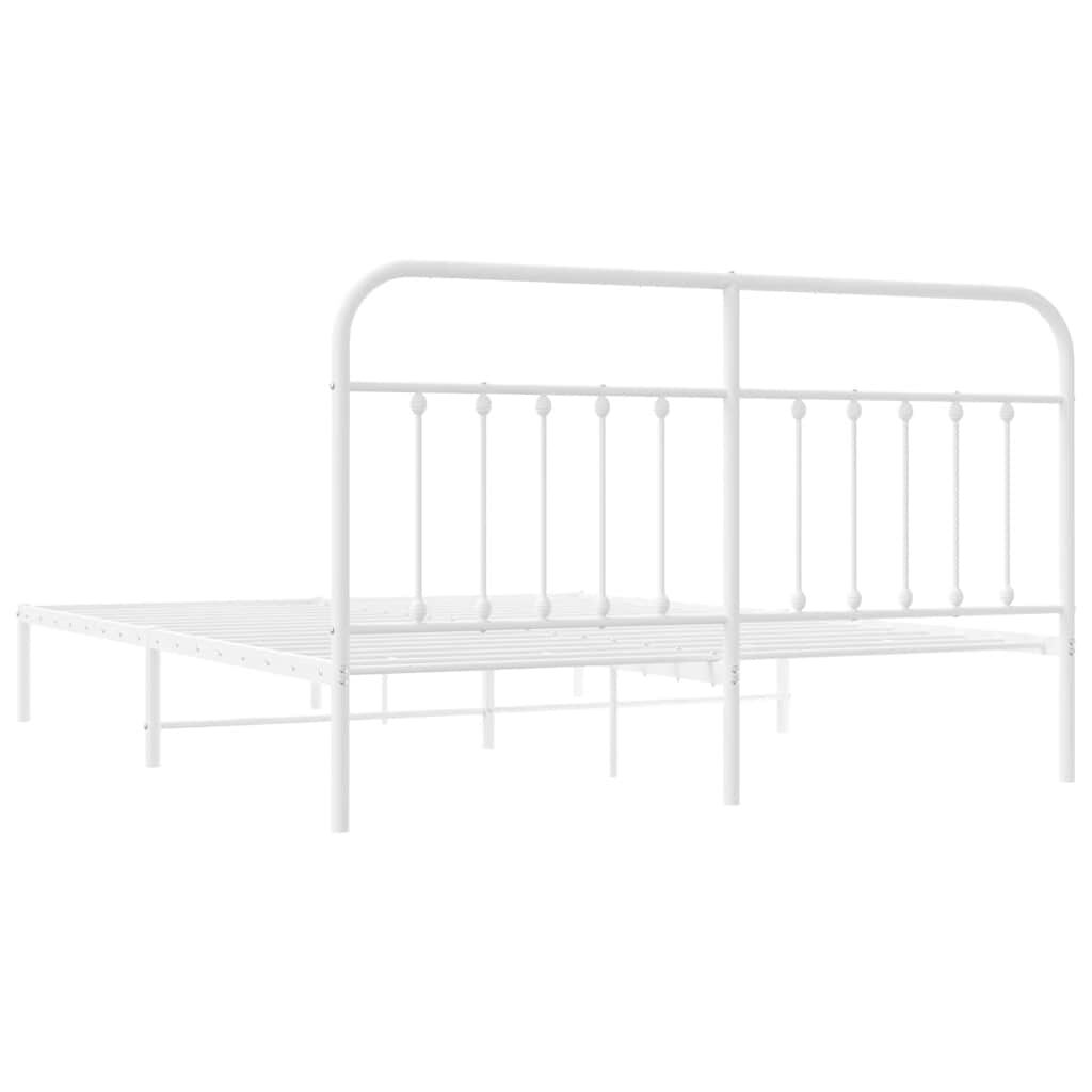 vidaXL Metal Bed Frame without Mattress with Headboard White 183x213cm
