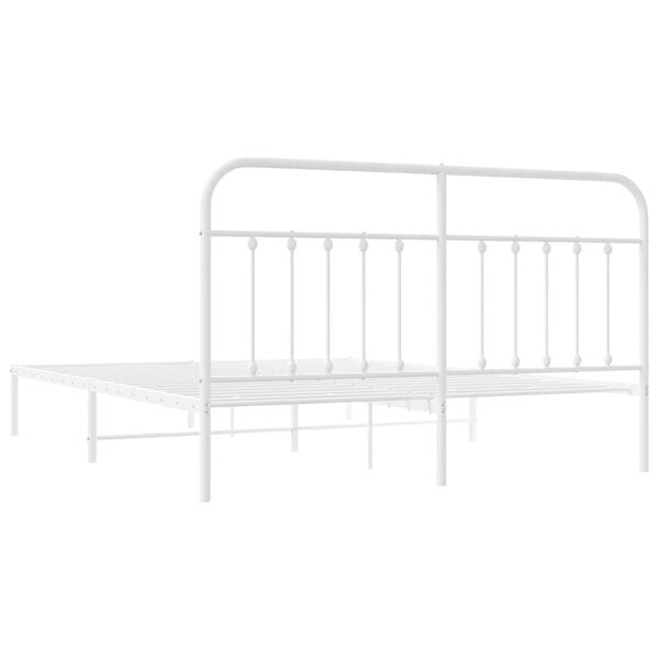 vidaXL Metal Bed Frame without Mattress with Headboard White 183x213cm