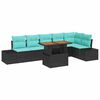 vidaXL Garden Sofa Set with Storage 7 pcs Black Poly rattan