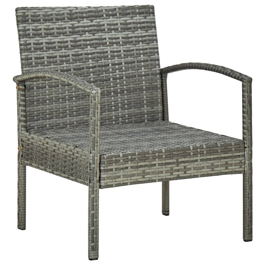 vidaXL 5 Piece Garden Lounge Set with Cushions Poly Rattan Grey