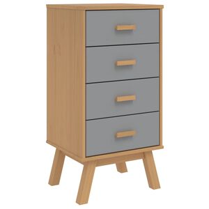 vidaXL Bedside Cabinet OLDEN Grey and Brown Solid Wood Pine