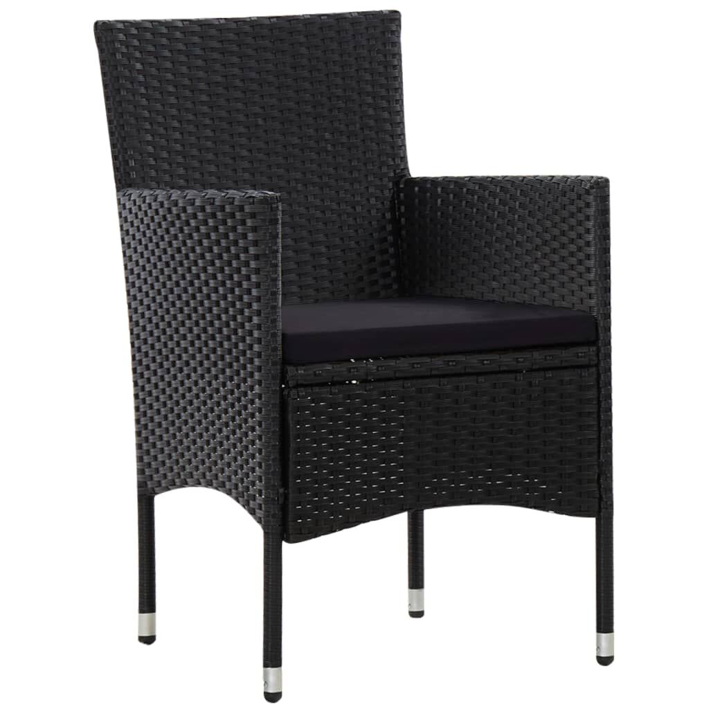 vidaXL 4 Piece Garden Lounge Set with Cushions Poly Rattan Black