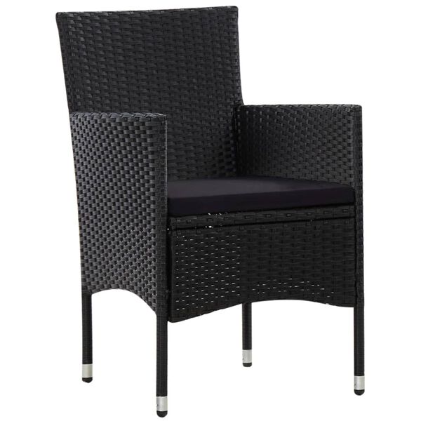 vidaXL 4 Piece Garden Lounge Set with Cushions Poly Rattan Black