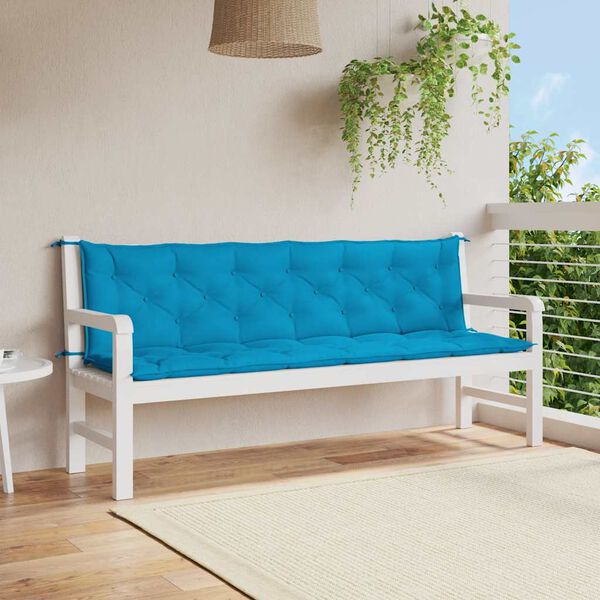 vidaXL Garden Bench Cushion Light Blue 200x(50+50)x7cm Oxford Fabric