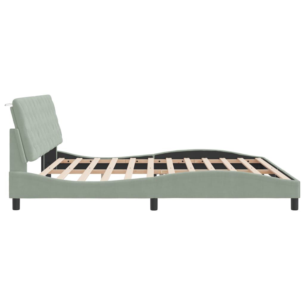 vidaXL Bed Frame without Mattress Light Grey 193x203 cm Velvet