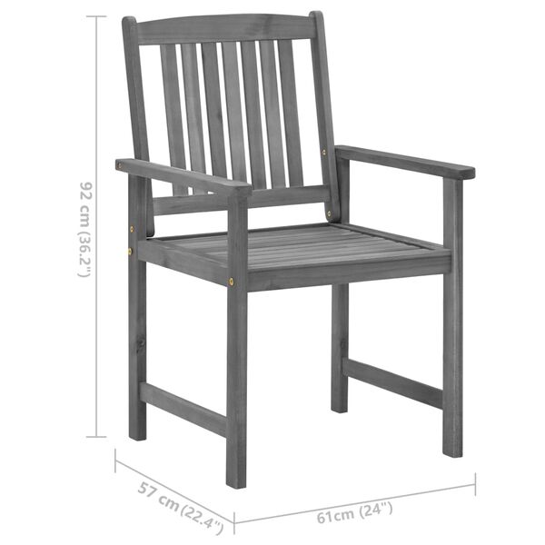 vidaXL Garden Chairs with Cushions 2 pcs Grey Solid Acacia Wood