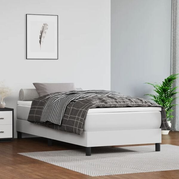 vidaXL Box Spring Bed Frame White Twin Faux Leather (US Only)