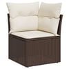 vidaXL 3 Piece Garden Sofa Set with Cushions Brown Poly Rattan