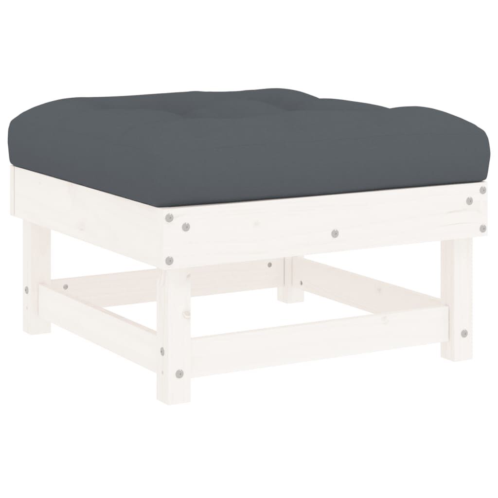 vidaXL 5 Piece Garden Lounge Set with Cushions White Solid Wood