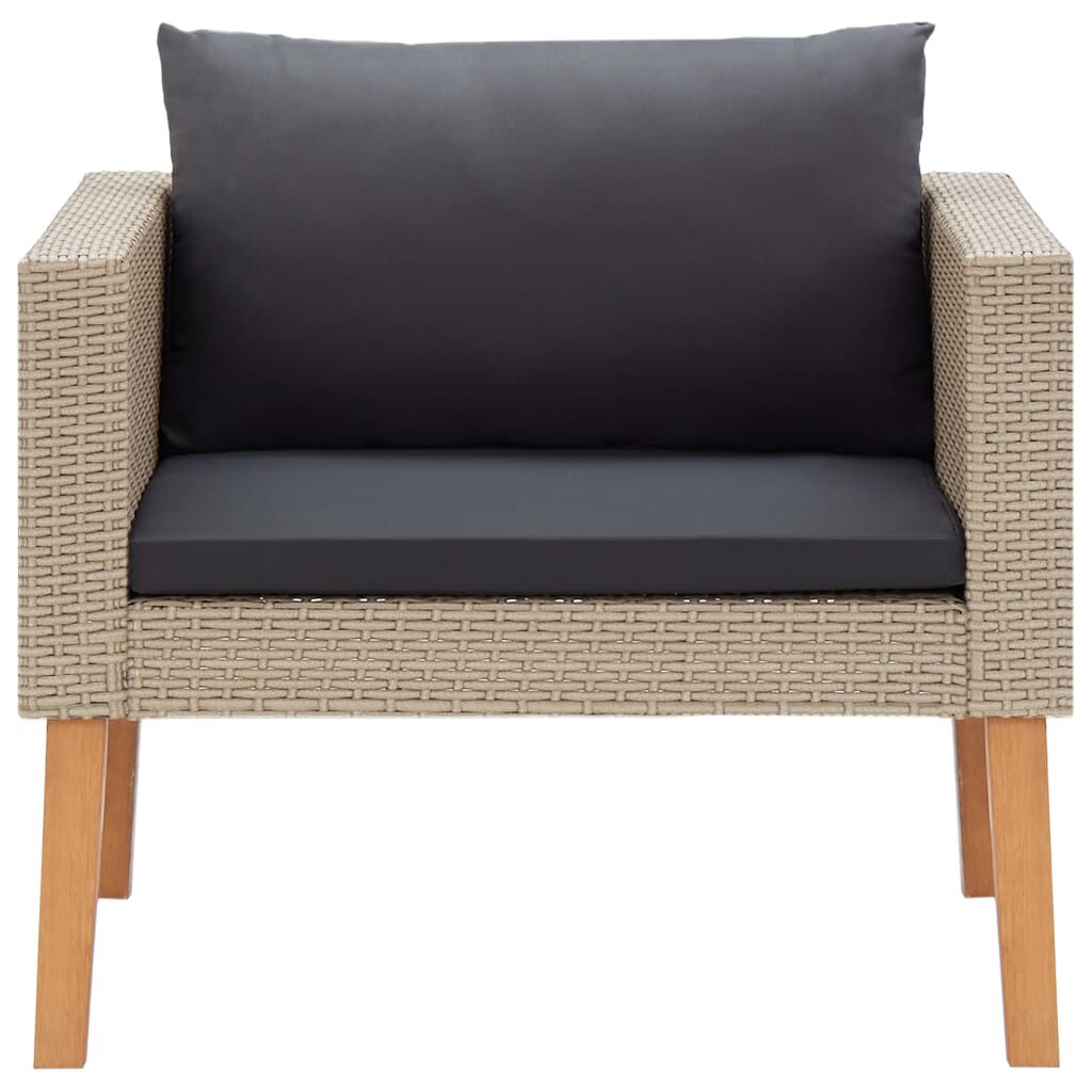 vidaXL 4 Piece Garden Lounge Set with Cushions Poly Rattan Beige