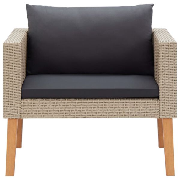 vidaXL 4 Piece Garden Lounge Set with Cushions Poly Rattan Beige