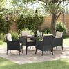 vidaXL Garden Dining Set with Cushion 5 pcs Black Poly Rattan