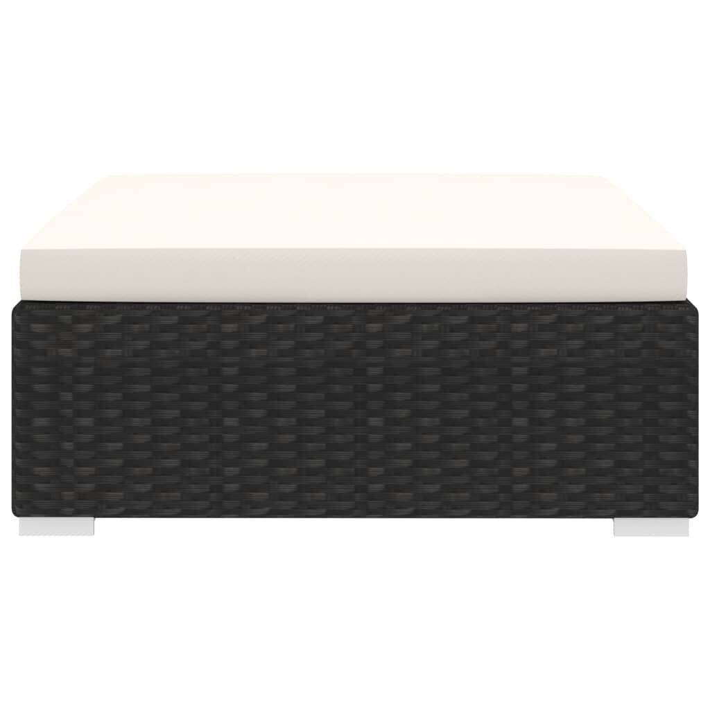 vidaXL Sectional Footrest with Cushion Poly Rattan Black