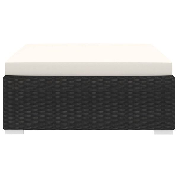 vidaXL Sectional Footrest with Cushion Poly Rattan Black