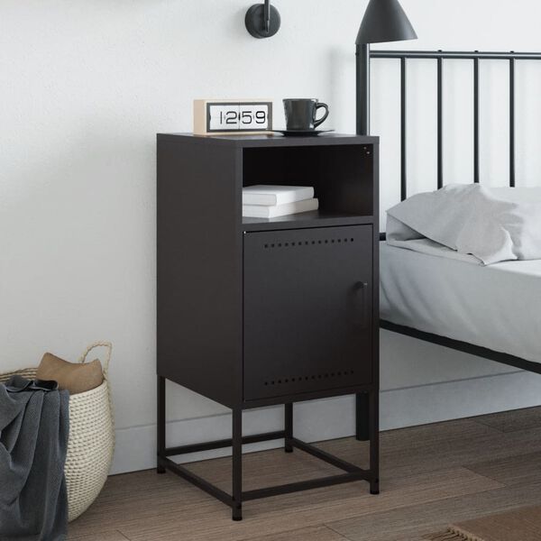 vidaXL Bedside Cabinet Black 36x39x78 cm Steel