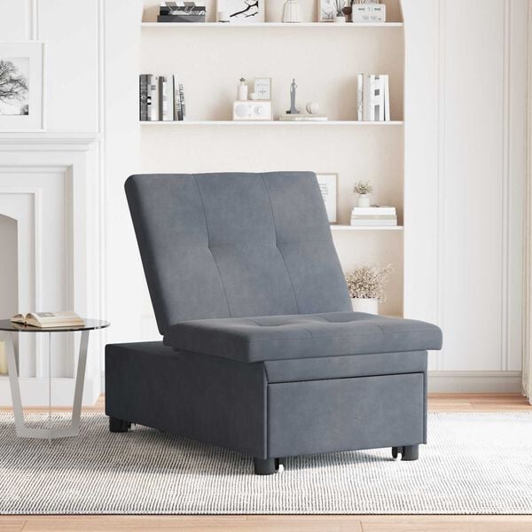 vidaXL Sofa Bed 3-in-1 Pull-Out Design Dark Grey Velvet
