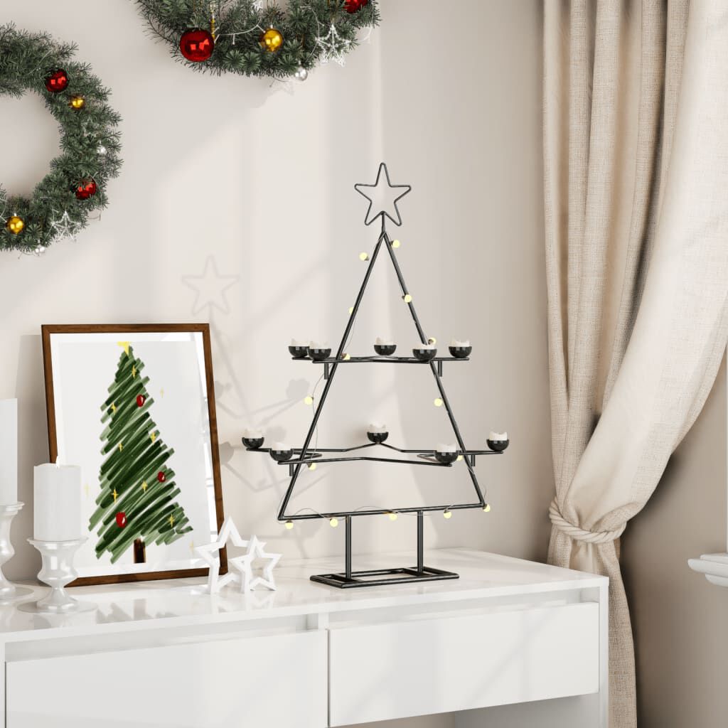 vidaXL Metal Christmas Tree for Decoration Black 75 cm
