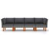 vidaXL 4-Seater Garden Sofa with Cushions Grey Poly Rattan