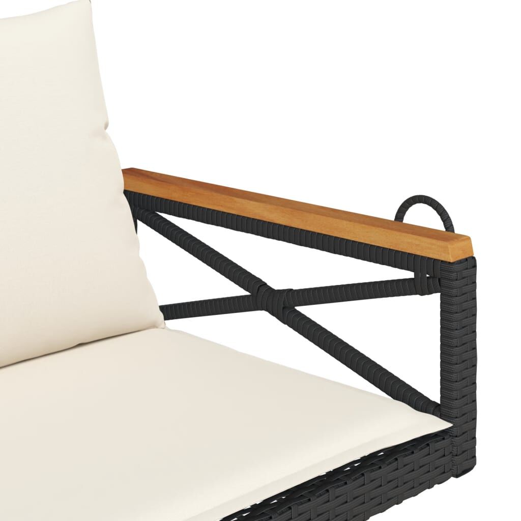 vidaXL Swing Bench with Cushions Black 109x62x40 cm Poly Rattan