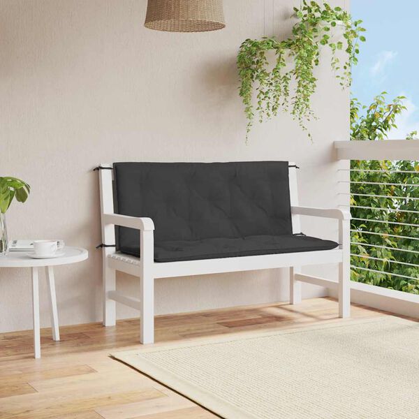 vidaXL Garden Bench Cushion Black 120x(50+50)x7cm Oxford Fabric