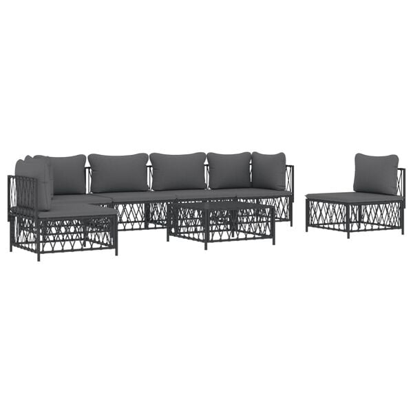 vidaXL 7 Piece Garden Lounge Set with Cushions Anthracite Steel