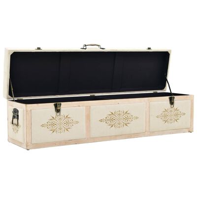 vidaXL Storage Bench 110 cm Cream Solid Wood Fir
