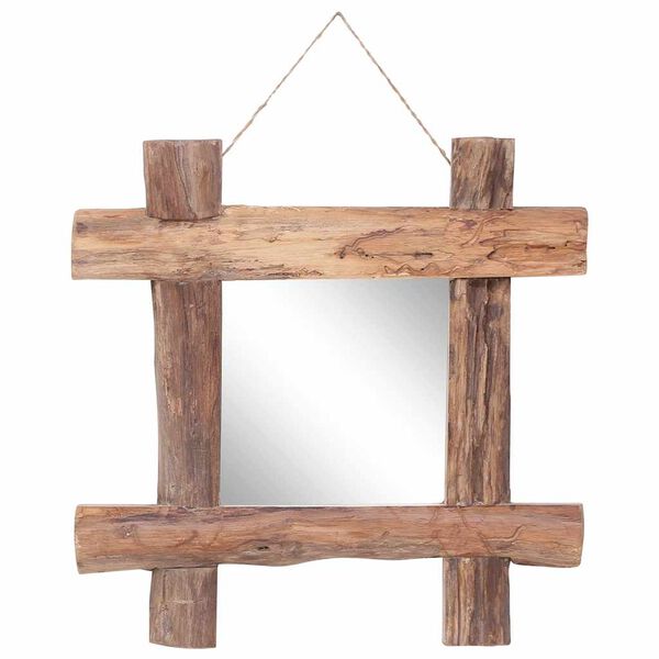 vidaXL Log Mirror Natural 50x50 cm Recycled Teak Wood