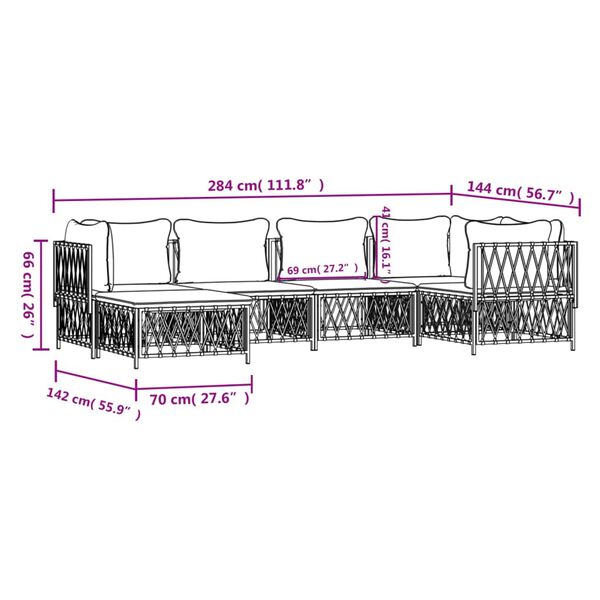 vidaXL 6 Piece Garden Lounge Set with Cushions Anthracite Steel