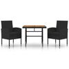 vidaXL 3 Piece Outdoor Dining Set Poly Rattan Black