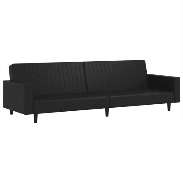 vidaXL 2 Piece Sofa Set Black Faux Leather