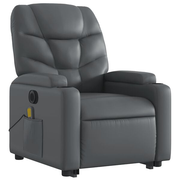 vidaXL Electric Stand up Massage Recliner Chair Grey Faux Leather