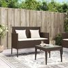 vidaXL Garden Bench with Cushions Brown Poly Rattan