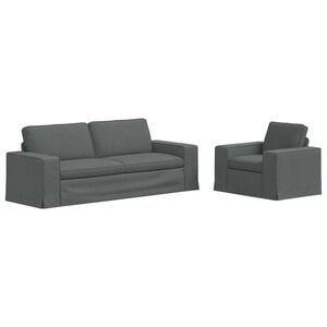 vidaXL Sofa Set 2 pcs Dark Grey 222 x 80 x 82 cm Fabric