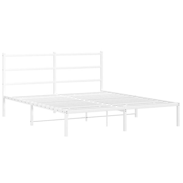 vidaXL Metal Bed Frame without Mattress with Headboard White 150x200cm
