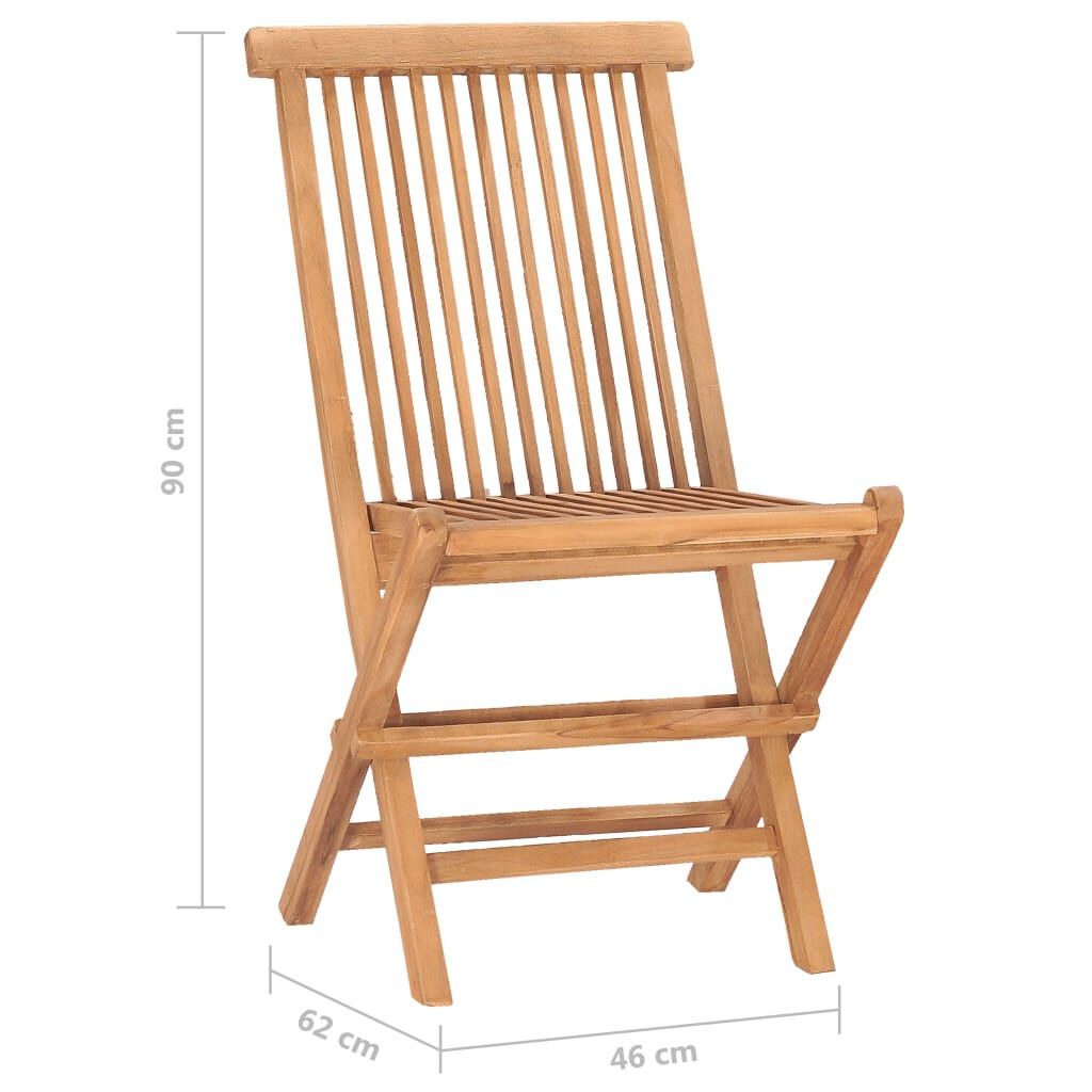 vidaXL 3 Piece Folding Outdoor Dining Set with Cushion Solid Teak Wood
